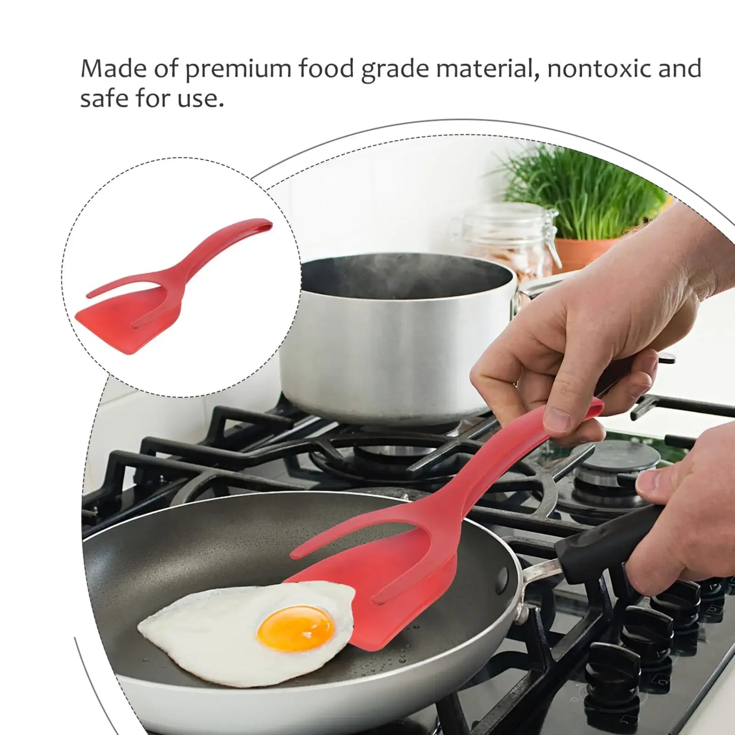 2 in 1 Grip and Flip Spatula Tongs Egg Flipper Tong Steak Spatula Tongs Clamp Pancake Fried Turners Kitchen Accessories