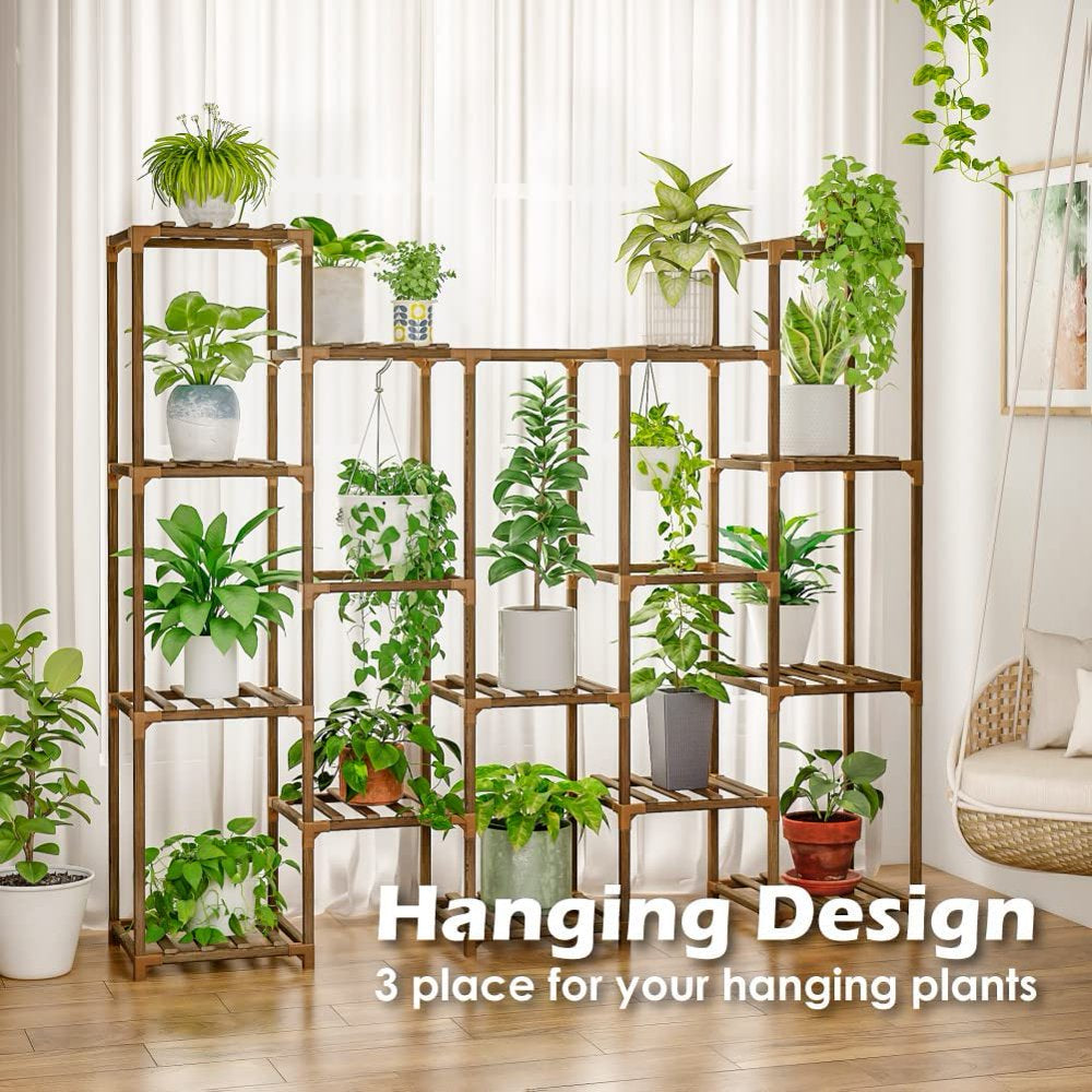 Plant Stand Outdoor Black Plant Shelf Indoor Tiered Plant Table for Multiple Plants 3 Tiers 7 Potted Ladder Plant Holder Table Plant Pot Stand for Window Garden Balcony Living Room