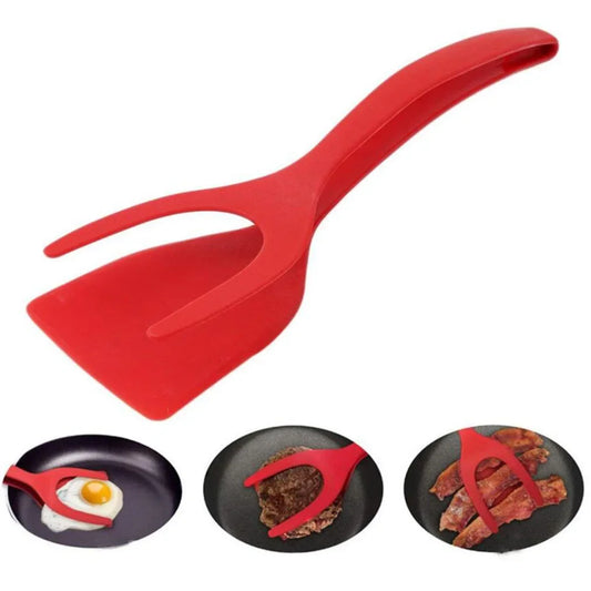 2 in 1 Grip and Flip Spatula Tongs Egg Flipper Tong Steak Spatula Tongs Clamp Pancake Fried Turners Kitchen Accessories